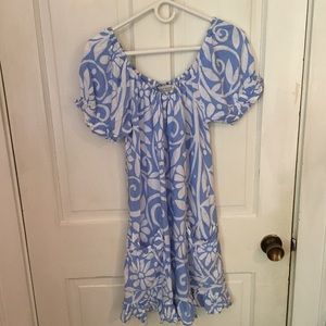 Tybee Island blue and white floral beach dress